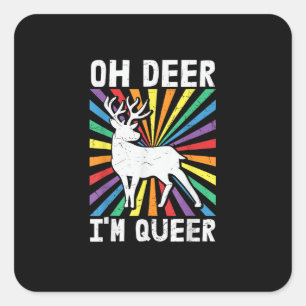 Retro Oh Hert Ik Ben Queer Pride LGBT Homo Lesbien Vierkante Sticker
