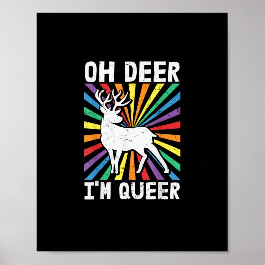Retro Oh Hert Ik Ben Queer Pride LGBT Homo Lesbisc Poster (Voorkant)