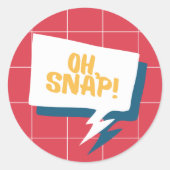 Retro Oh Snap! Ronde Sticker (Voorkant)