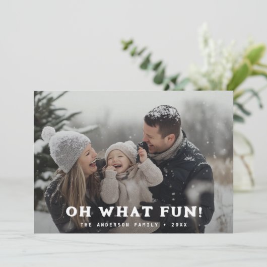 Retro Oh Wat Leuk Familie Kerstfoto Marine Feestdagenkaart (Staand voorkant)