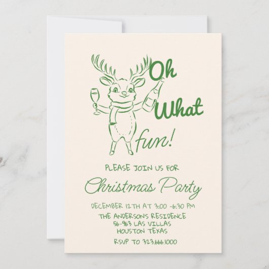 Retro Oh Wat Leuke Kerst Schattigee Rendieren Part Kaart (Voorkant)