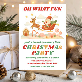 Retro Oh What Fun Editable Christmas Party Kaart