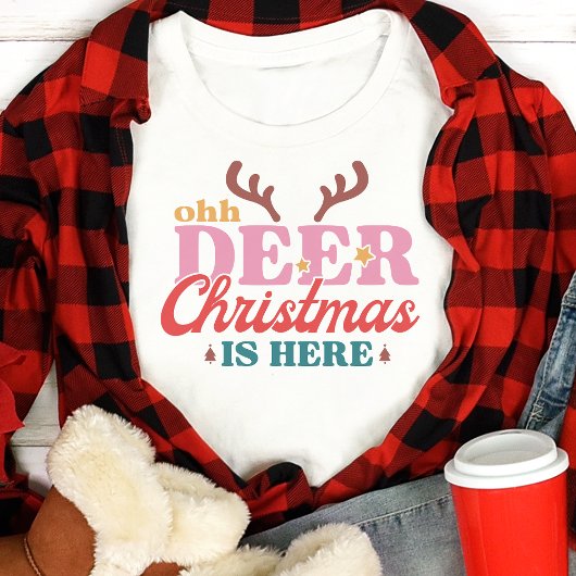 Retro Ohh Deer Kerstmis Is Hier Tri-Blend Shirt