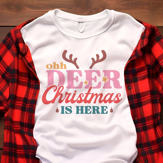 Retro ohh herten Kerstmis is hier Tri-Blend Shirt