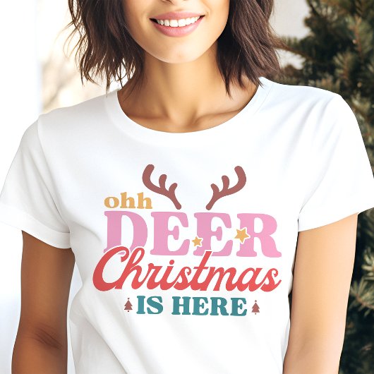 Retro ohh herten Kerstmis is hier Tri-Blend Shirt