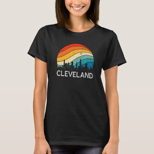 Retro Ohio Cleveland Skyline Urban Skyscra T-shirt (Voorkant)