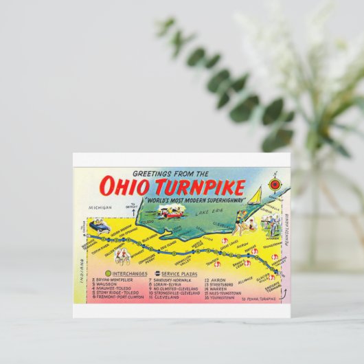 Retro Ohio Turnpike briefkaart (Staand voorkant)