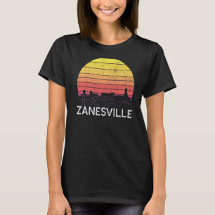 Retro Ohio Zanesville Skyline Urban Buildi T-shirt
