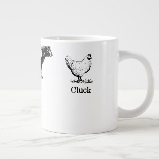 Retro Oink Moo Cluck Pig Koe Chicken Grote Koffiekop (Rechts)