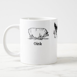 Retro Oink Moo Cluck Pig Koe Chicken Grote Koffiekop