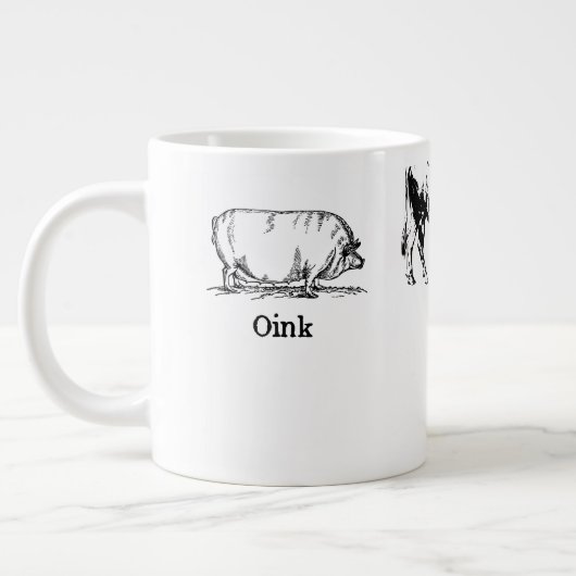 Retro Oink Moo Cluck Pig Koe Chicken Grote Koffiekop (Links)