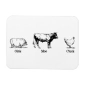 Retro Oink Moo Cluck Pig Koe Chicken Magneet (Horizontaal)
