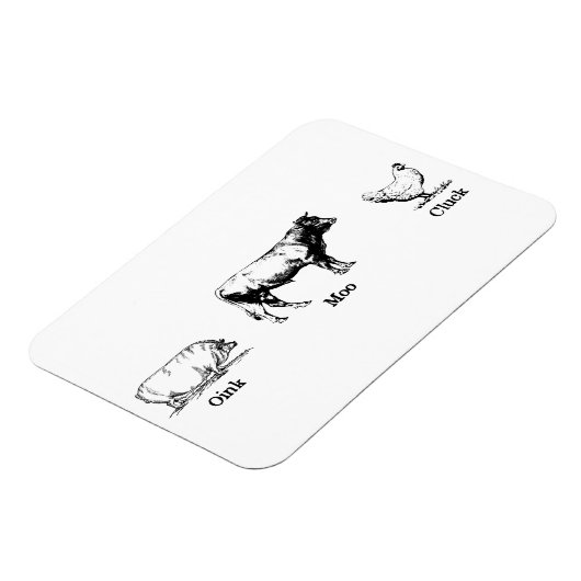 Retro Oink Moo Cluck Pig Koe Chicken Magneet (Linkerzijde)