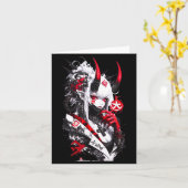 Retro Okami Girl Basic Japan Style Fox Cute Cool M Kaart (Gele Bloem)