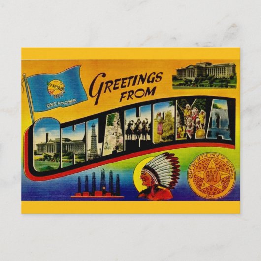 Retro Oklahoma Begroetingsansichtkaart Briefkaart (Voorkant)
