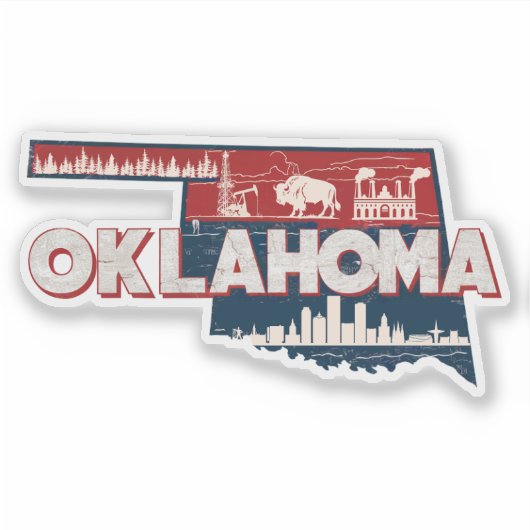 Retro Oklahoma State Car Sticker (Voorkant)