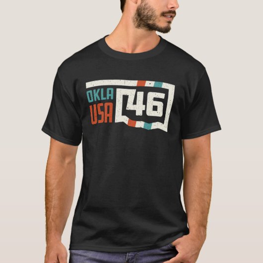 Retro Oklahoma State Map Okla USA 46th State Vinta T-shirt (Voorkant)
