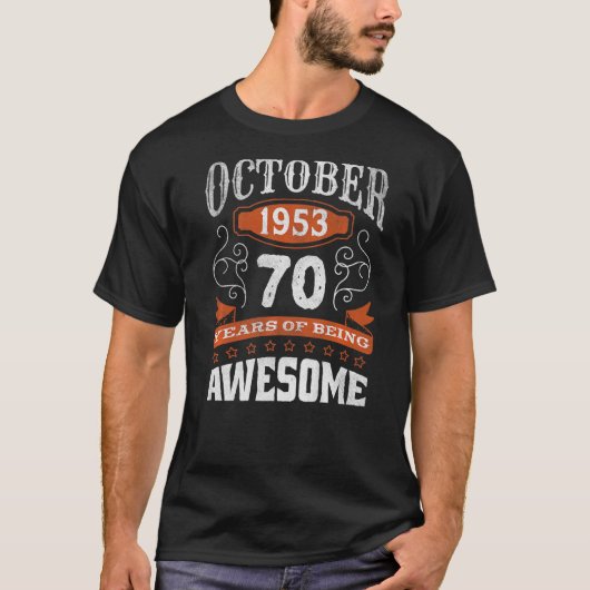 Retro  oktober 1953 70 jaar oude geboorte Aweso T-shirt (Voorkant)