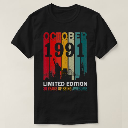 Retro Oktober 1991 Beperkte Uitgave 30 Jaar van Be T-shirt (Design voorkant)