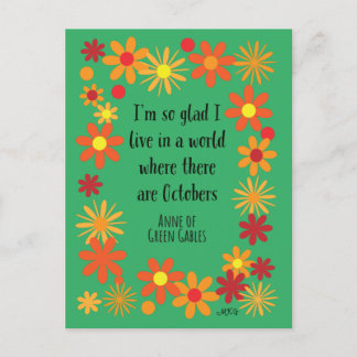 Retro oktober Anne of Green Gables herfst bloemen Briefkaart