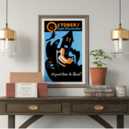  Retro Oktober Een goed moment om te lezen Poster