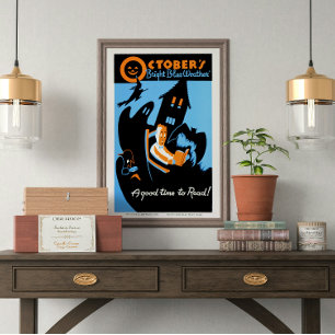  Retro Oktober Een goed moment om te lezen Poster