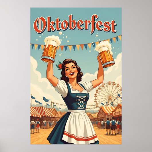 Retro Oktoberfest Kunst - Bier & Feest Poster (Voorkant)