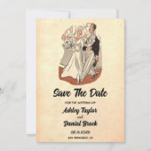  Retro Old 50s Comic Wedding Save the Date Kaart (Voorkant)