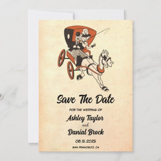 Retro Old 50s Rustic Wedding Save the Date Kaart (Voorkant)