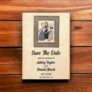  Retro Old 50s Rustic Wedding Save the Date Kaart
