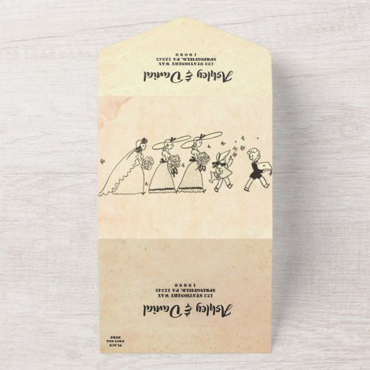  Retro Old Ancient 50s Bride Funny Wedding All In One Uitnodiging (Buitenkant)