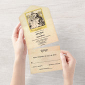  Retro Old Ancient 50s Bride Funny Wedding All In One Uitnodiging (Afscheurbaar)