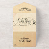 Retro Old Ancient Comic Stylish Wedding All In One Uitnodiging (Buitenkant)