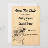  Retro Old Ancient Wedding Save the Date Kaart (Voorkant)