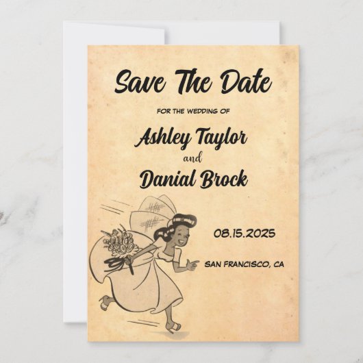  Retro Old Ancient Wedding Save the Date Kaart (Voorkant)