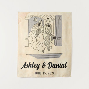  Retro Old Bride and Groom Classic Wedding Wandkleed