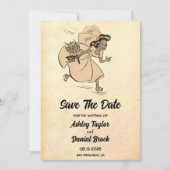  Retro Old Bride Wedding Save the Date Kaart (Voorkant)