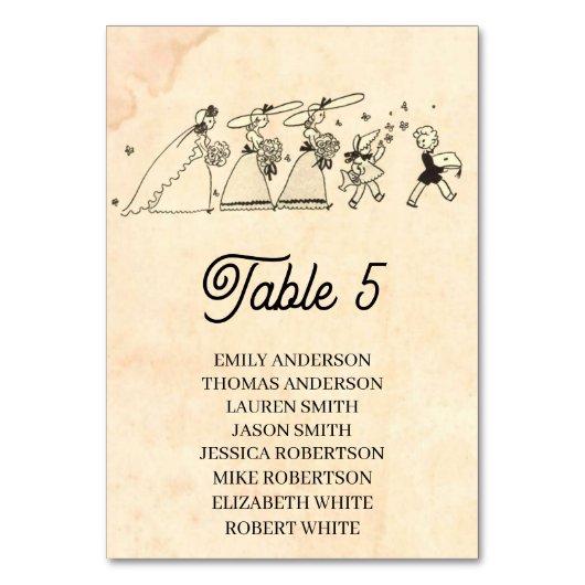 Retro Old Bridesmaids Chic Rustic Wedding Kaart (Voorkant)