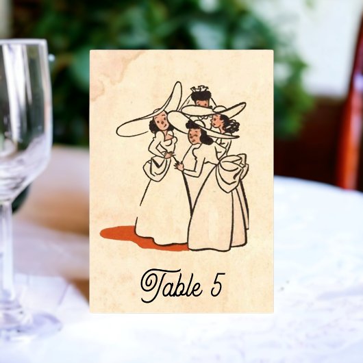 Retro Old Bridesmaids Comic Rustic Wedding Kaart