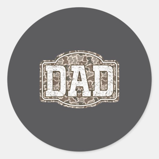 Retro Old Camo Dad Camouflage Hunting Season Fathe Ronde Sticker (Voorkant)