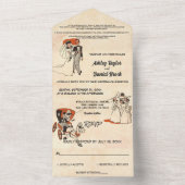  Retro Old Cartoon 50s Comic-Thémed Wedding All In One Uitnodiging (Binnen)