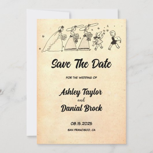 Retro Old Ceremony Wedding Save the Date Kaart (Voorkant)