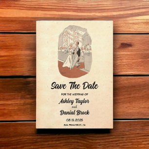  Retro Old Ceremony Wedding Save the Date Kaart