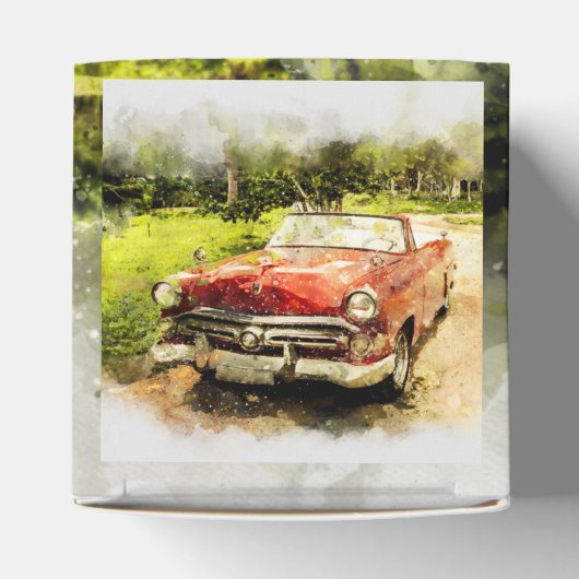 Retro Old Classic Auto Waterverf Art Bedankdoosjes (Bovenkant)