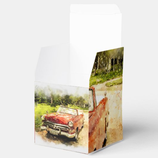 Retro Old Classic Auto Waterverf Art Bedankdoosjes (Geopend)