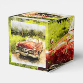 Retro Old Classic Auto Waterverf Art Bedankdoosjes (Achterkant)