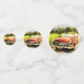 Retro Old Classic Auto Waterverf Art Confetti (Achterkanten)