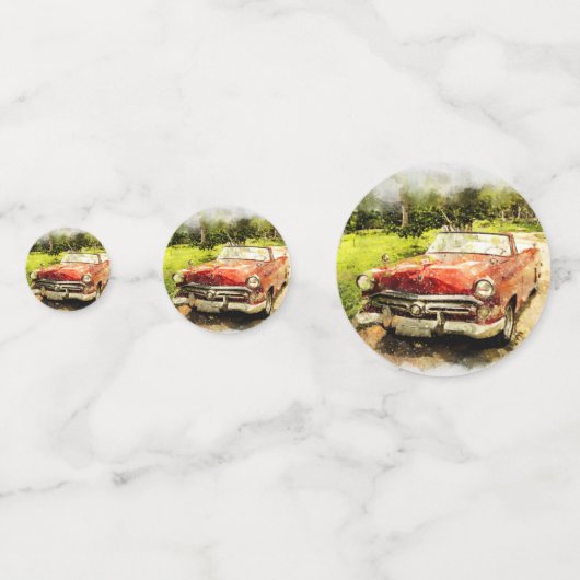  Retro Old Classic Auto Waterverf Art Confetti (Achterkanten)