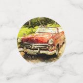 Retro Old Classic Auto Waterverf Art Confetti (Kleine voorkant)