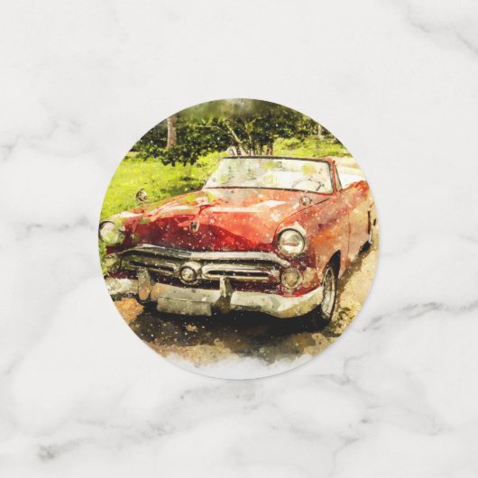  Retro Old Classic Auto Waterverf Art Confetti (Kleine voorkant)